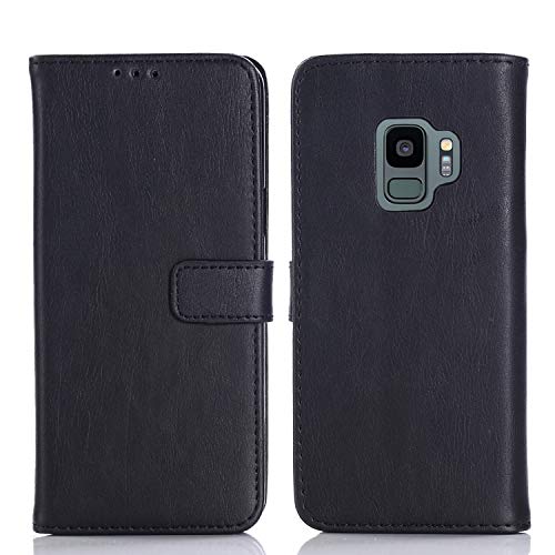 �yViesa�z�N���V�b�N���g�� �蒠�^ �P�[�X �݊��� Galaxy S9 Dual G960FD / SM-G960 / docomo SC-02K / au SCV38 �Ή� Samsung �X�}�z�P�[�X (�u���b�N) PU�v ���z�^ ���J�� �蒠�P�[