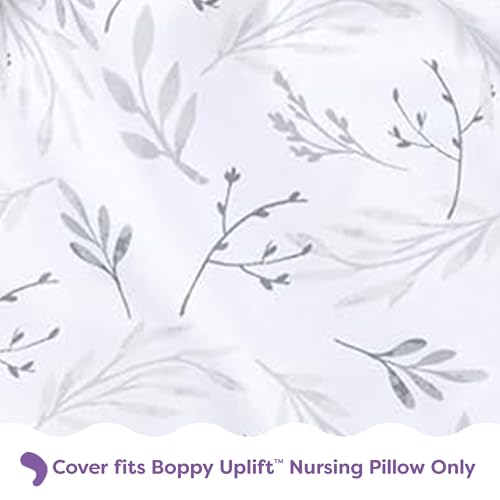 Image of Boppy Uplift Nursing Pillow Cover, Washable Feeding Pillow Cover with Belt | Wedge Bottle & Breastfeeding Pillow, Reduce Spit-Up, Reflux Symptoms, Baby Safety Alliance Verified - Gray Gentle Leaves
