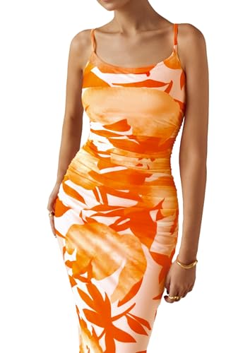 PRETTYGARDEN Summer Wedding Guest Dresses for Women 2025 Spaghetti Strap Mesh Bodycon Beach Floral Maxi Long Dresses