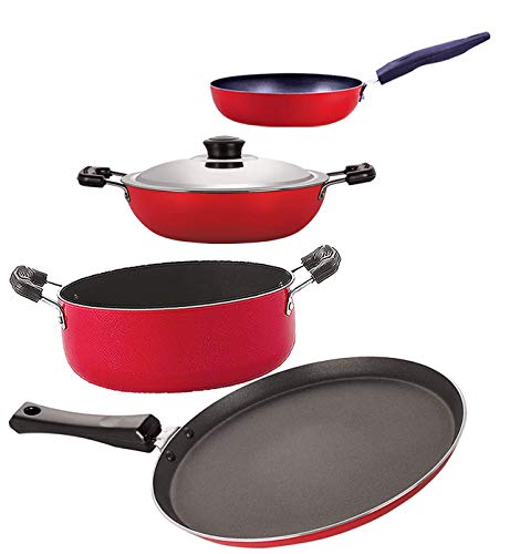 Image of Nirlon Non Stick Aluminium Cookware Set of 4 Pieces (FT13 DKD(M) CVG CS24)