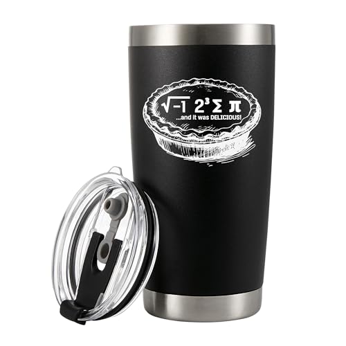 Panvola I Ate Some Pi And It Was Delicious Vacuum Insulated Tumbler Math Gifts Physics Math Teacher Stainless Steel Travel Mug with Lid and Straw 20 oz Black