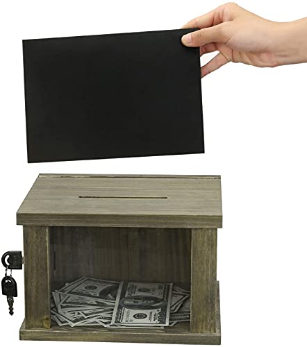 Caixa de sugestões e comentários de madeira maciça marrom rústica 21,75 x 6 caixa de coleta de doaçõ