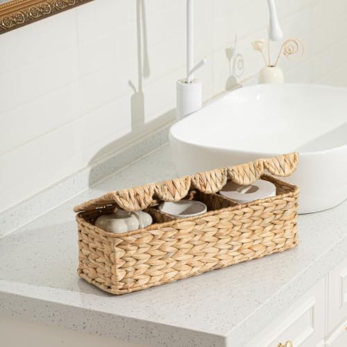 Panier de rangement en osier festonné wc 42cm avec couvercle - 6