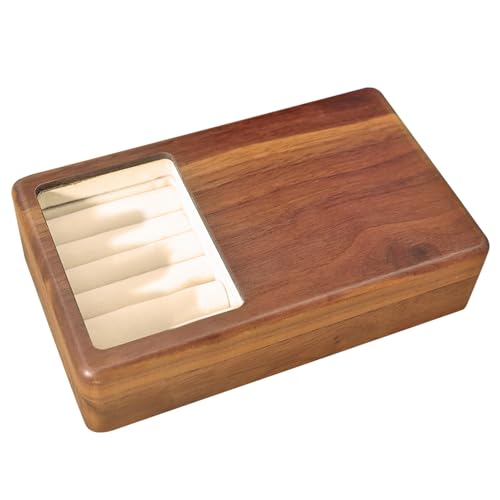 エレガントなクルミ材ジュエリーオーガナイザーさまざまなアクセサリー用の柔軟な仕切り付きモダンな木箱黒のコンテナ