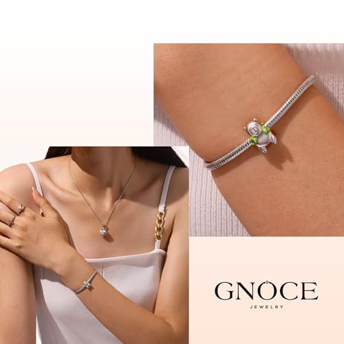 Image of GNOCE Animals Bead Charm for Women,Silver Charms Necklace Bracelet for Her, Jewelry Gift