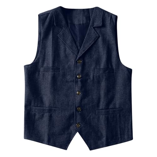 Gilet traditionnel uni bleu marine ample au style urbain unique - 2