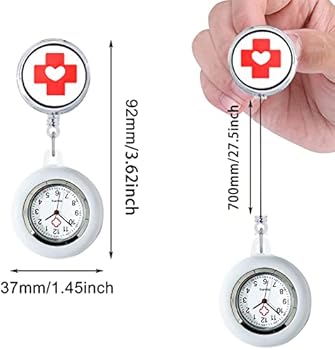 Clip-on voor verpleegsterhorloge | Borsthorloge voor verpleegster - Revers Horloge voor Verpleegkundigen Artsen Clip-on Opknoping Verpleegkundige Horloges Silicon Cover Badge Stethoscoop A-r