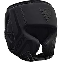 RDX Boxing Headgear Sparring Grappling, Maya Hide Leather, Head Gear for MMA Muay Thai Kickboxing Training, Multi Layered Padding, Taekwondo Martial Arts BJJ Wrestling Karate, Black