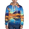 LZQPOEAS Sunset Mens Fashion Hoodie Pullover Winter Fleece Hoodies Athletic Hooded Sweatshirt, Black, XXL #1