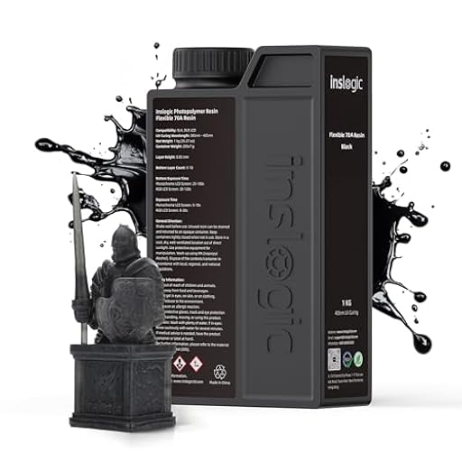 Inslogic Resina flexible 70A para impresora 3D, resina 3D de 1kg para impresión de artículos suaves y flexibles, flexible y no quebradiza, curado rápido resina fotopolimérica UV 405nm, Negro | Ya disponible en tu tienda friki favorita! En mundofriki.es!