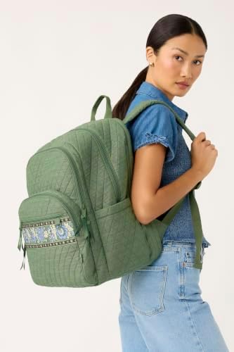 Vera Bradley Premium Cotton XL Bancroft Backpack – Vineyard Green Chambray - 1