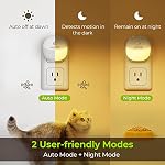 AUVON Plug in Night Light with Motion Sensor and Dusk to Dawn Sensor, Mini Warm White LED Nightlight with 1-50 lm Adjustable Brightness for Bathroom, Hallway, Stairs, Bedroom, Kitchen (4 Pack)