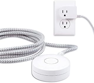 Cordinate, White/Gray, Designer Switch Plug with Braided Cord, 6 Ft Long Power Cable
