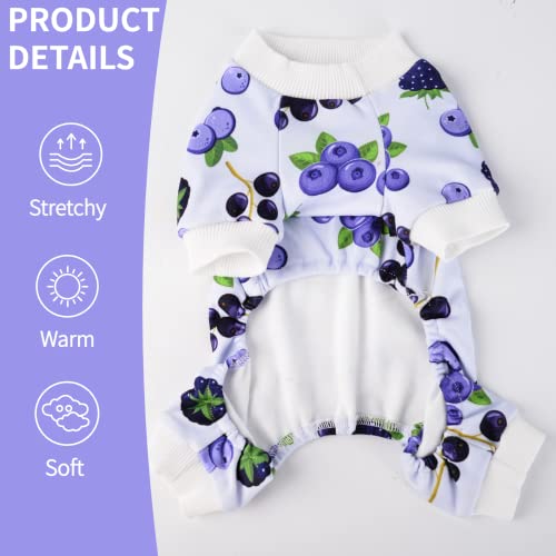 Yikeyo Dog Pajamas, Fall Winter Fruit Dog Clothes For Small Medium Dogs Boy Girl, Cat Apparel Outfit (Blueberry, Small) #TOP5