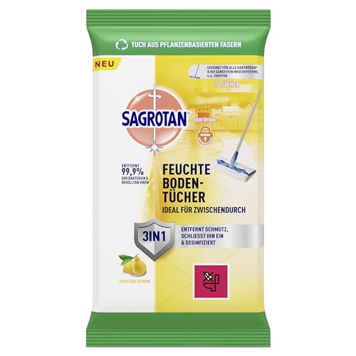 Sagrotan Bodenreinigungstücher – Zur Reinigung und Desinfektion für Böden – 15 x 10 feuchte Reinigungstücher – Bild 3