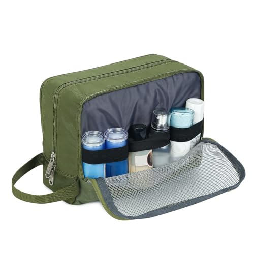 Image of WANDF Travel Toiletry Bag for Men, Small Dopp Kit for Toiletries | Water-Resistant Fabric, Travel Bag for Toiletries, Compact Storage, Shaving Accessories, Weekend Trips