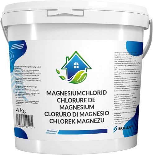 SOLUP Chlorure de Magnésium Flakes I Cristaux de Magnésium pour Spa I Sel de Bain Relaxant Hexahydraté I Sels de Bain Naturels (4 Kg)