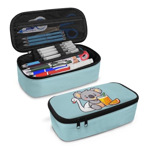 Image of Cute Koala Girls Large Pencil Pouch for Preschool Kids Large Pencil Case for 2Nd 3Rd Children Pencil Bag with External Zipper Boys Pencil Box for Toddler Ninos Coin Purse,Blue