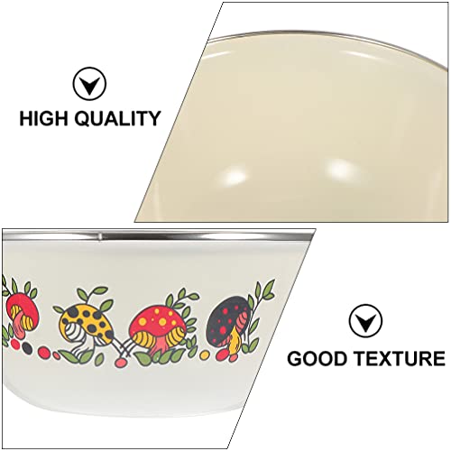 Yardwe Japanese Snacks 2Pcs Vintage Enamel Basin Bowls Round Enamelware Serving Bowl Enamel Salad Bowl For Pasta Cereal Soups 20X20X8Cm Home Decor #TOP4