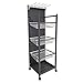 Soporte de canasta de 4 niveles de mercado con estantes de almacenamiento de ruedas para frutas y verduras organizan almacenamiento de metal colgante, contenedor de organizador de almacenamiento de me