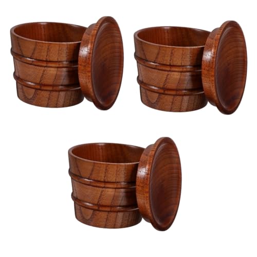 Taza de café de madera set de regalo original vintage con tapas 3 uds 2