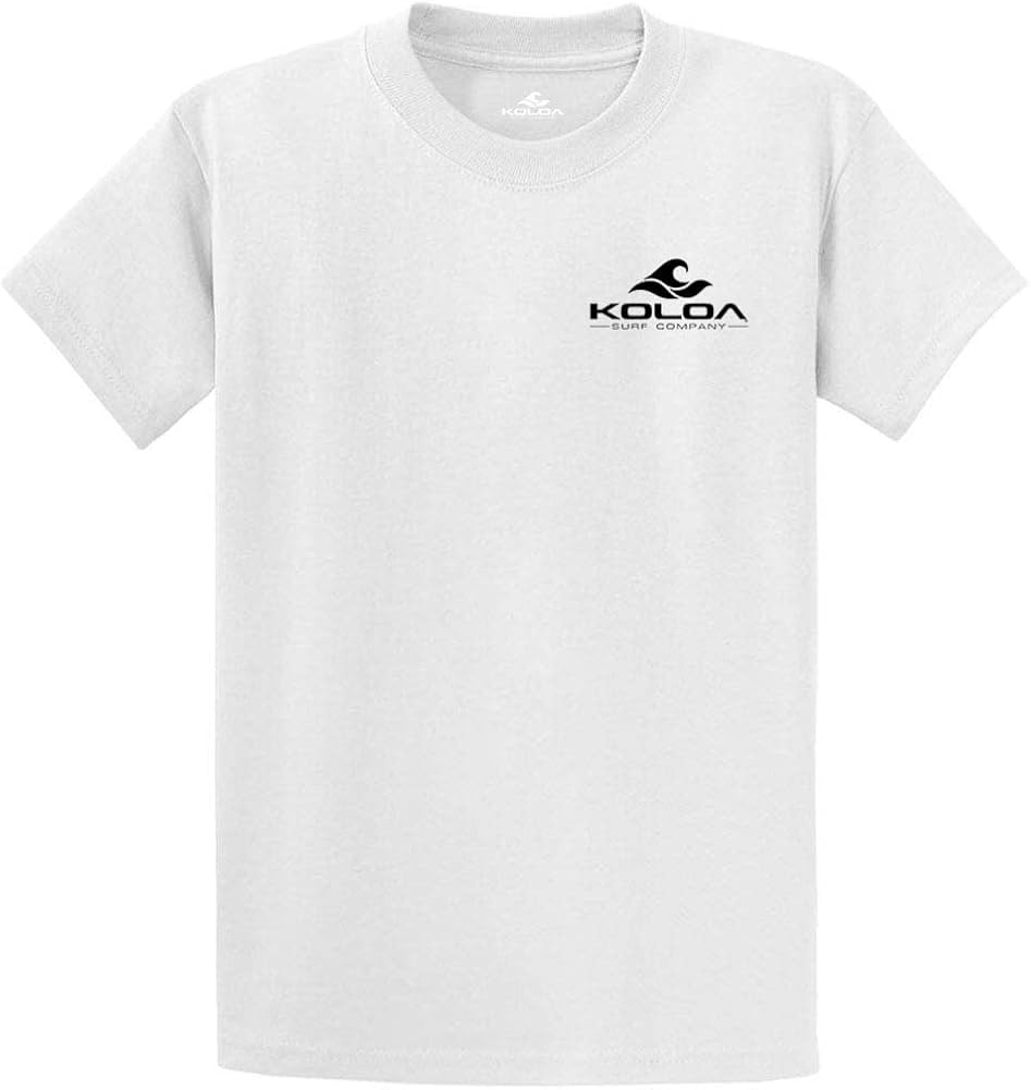 Koloa Surf Classic 2-Sided Wave Logo Heavy Cotton T-Shirts in Regular,Big & Tall X-Large White Shirt-black Logo