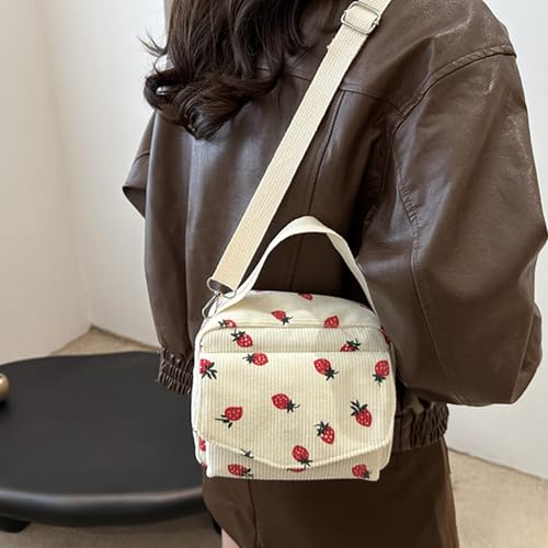 Image of Kawaii Purse Crossbody Bag Kawaii Wallet Kawaii Crossbody Bag Kawaii Corduroy Purse for Women (Beige)