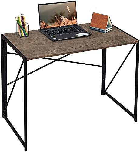 Garden Elements Modern Small Computer Folding Desk For Home Office, 39" (Brown) #TOP8