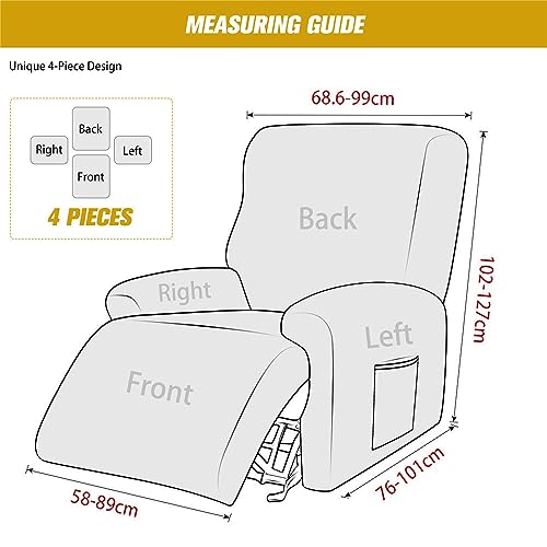 Miniatura 6 de Wjhdwyd Funda For Silla Reclinable Elástica Suave, Funda De Sofá Antideslizante De Color Sólido Con Bolsillo Lateral, Protector De Muebles Lavable For Silla Reclinable Couleur Crème,1 Place