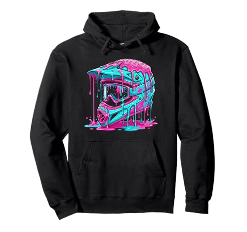 Motocross Helmet Drip Melt Graphic Dirt Bike Racing Pullover Hoodie