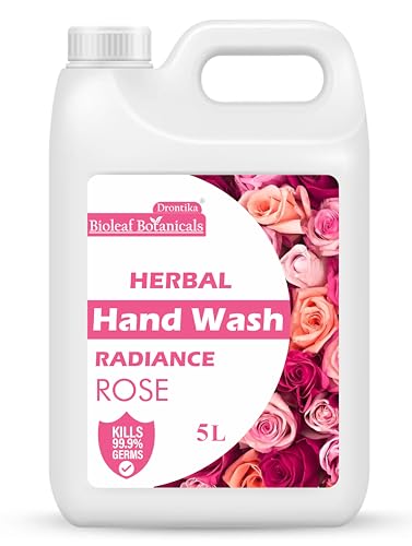 Image of BioLeaf Botanicals Rose Hand Wash Refill - 5 Litre | pH-Balanced Moisturizing Formula with Refreshing Rose Fragrance | 99.89% Germ Protection | Herbal, Vegan & Soap-Free Hand Wash