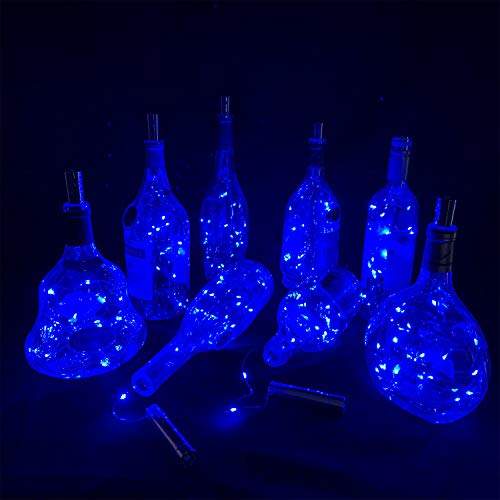 Loftplus Bottle Cork Lights AA Battery-Operated Starry String Lights for Halloween Thanksgiving Christmas Valentine Wedding Birthday Anniversary Party DIY Home Decor 20 LEDs Blue Color 6.5ft-8pcs
