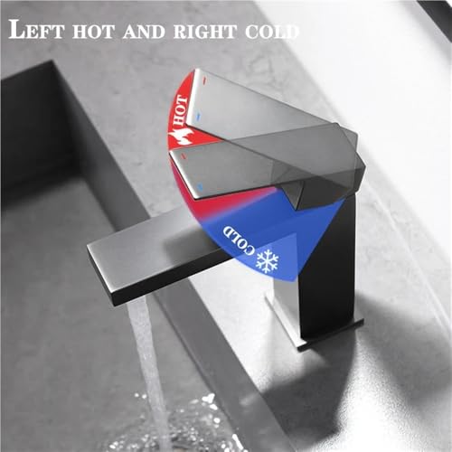Grifo monomando para lavabo negro con control de agua fría y caliente 5