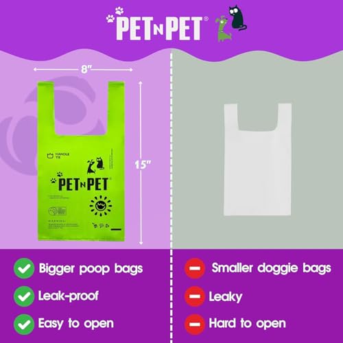 Image of Pet N Pet 200 Counts Lavender Scented Dog Poop Bags with Tie Handles, 41% Plant Based & 59% PE Poop Bags for Dogs, Extra-Thick Doggie Poo Bag, Pet Waste Bag