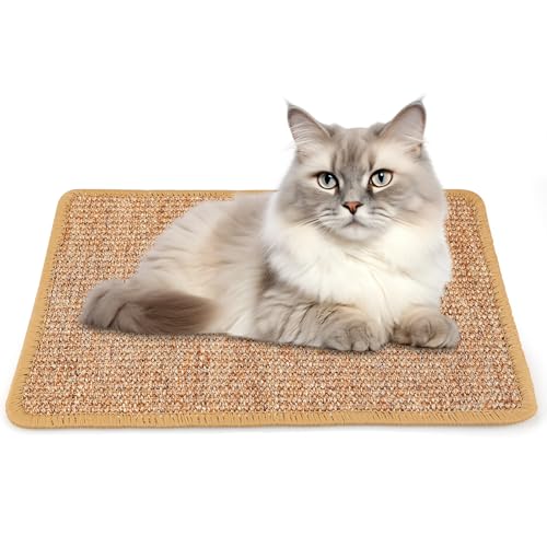RongYiCare Katzen Kratzmatte, Natürlichem Sisal Kratzteppich für Katzen, Kratzmatte für Katzen im Innenbereich, die Krallen schleifen, Katzen Kratzschutz für Sofa Türen Katzen Kratzbrett (30CM X 40CM)