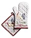 Maison d 'Hermine Campagne - Set di guanti da forno in 100% cotone (19 cm x 33 cm) e presina (20 cm x 20 cm) per barbecue, cuocere, forno a microonde, grigliate, primavera/estate, Pasqua