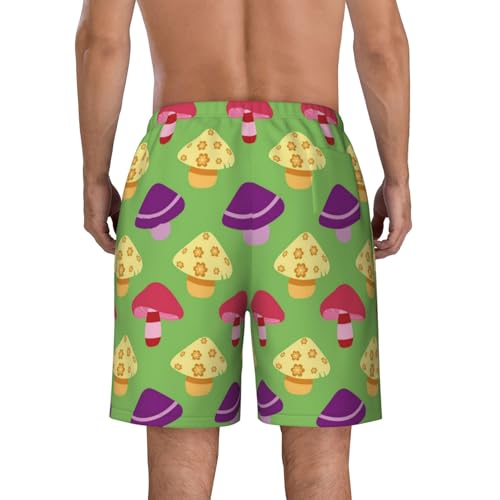 Men's Beach Shorts Mushrooms Pattern Mens Swim Trunks Board Shorts with Pockets Swimwear Bathing Suits4