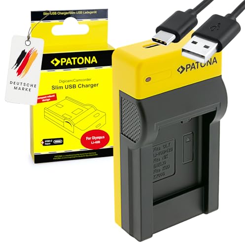 PATONA Slim Chargeur USB-C Compatible Olympus LI-40B, LI-42B, Nikon EN-EL10, Pentax D-LI63 – Chargeur USB Compact pour Batteries d’Appareil Photo – sûr, léger et...
