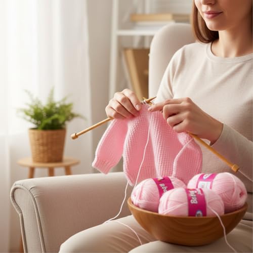 Image of M.G ENTERPRISE 100% Acrylic Wool Pink 10 Pc Baby Wool 4 ply -VB Art-HA