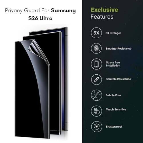 Image of Casecandy (2-Pack Edge-To-Edge Samsung Screen Protector | Flexible Screen Guard Samsung With FingerPrint Support - HD /3 Months Warranty (S26 Ultra Privacy Guard)