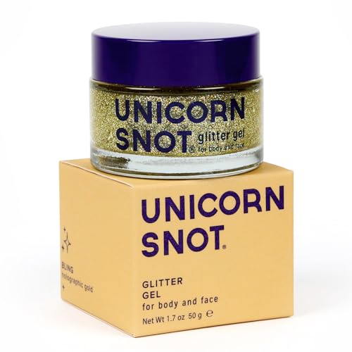 UNICORN SNOT Holographic Face Glitter & Body Glitter Gel | Holiday Glitter Makeup: Stocking Stuffers & Christmas Gift | Hair Glitter, Vegan & Cruelty Free, 1.7 oz Gold Glitter (Bling)