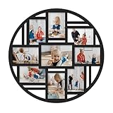 Jerry & Maggie 9 Opening Round 4×6 Collage Wall Frame, Multi Picture Photo Frame for Wall, Displays 9 Slots Photos, Family Collage Picture Frames, Cool Gallery-Style Wall Decor (Black)