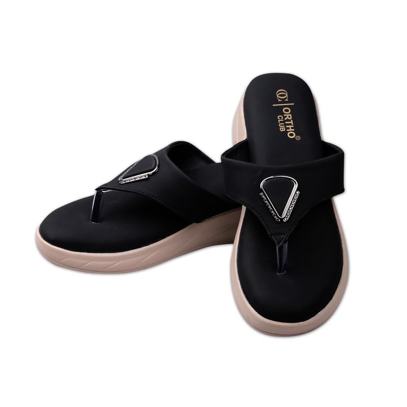 Image of ORTHO CLUB Women's Orthopedic Comfort Sandals - Soft Cushion Footbed, Anti-Slip Sole, Stylish Toe-Ring Design - Lightweight Sandals for Women & Girls