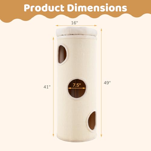 Casa para gatos 4 pisos, 49 pulg. con rascador de sisal miniatura 3