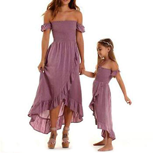 Mom Daughter Matching Dresses Off Shoulder Maxi Ruffle Backless Matching Outfit2