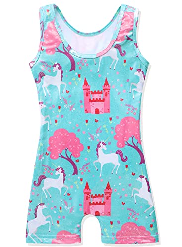 HOZIY Girls Gymnastics Leotards for Kids Tumbling Outfits Biketard Sparkle Adorable Pattern