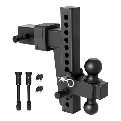 VEVOR Adjustable Trailer Hitch, Fit 2.5 Inch Receiver, Trailer Hitch Mount with 2 Inch & 2-5/16 Inch Balls, 18500 lbs GTW, 10 Inch Drop, Towing Ball Mounts for RVs, Off-Road Vehicles and Trucks, Black by VEVOR - Image 3