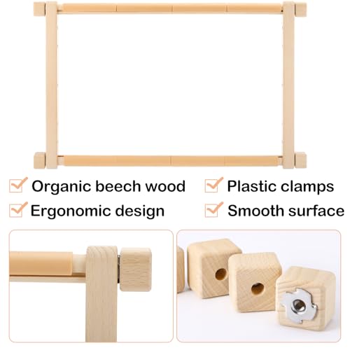 CroBlissful Cross Stitch Scroll Frame Set with Plastic Clamps Beech Hardwood Embroidery Frame Needlepoint Cross Stitch Holder for Sewing, Needlework, Embroidery Projects