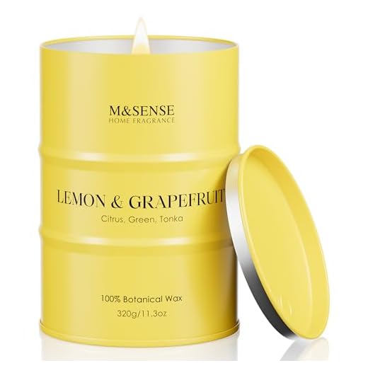 M&SENSE Lemon Soy Candle, 11.3oz,Summer Citrus Grapefruit Scented
