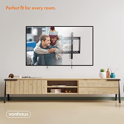 VonHaus - TV Wall Bracket for Most 60-100 Inch Ultra Slim Screens | Flat to Flush Wall Mount for VESA Compatible Screens (200x200mm - 900x600mm) | 100kg Weight Capacity | Heavy Duty - Spirit Level Inc
